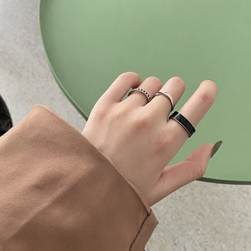 Bohemian 3pcs/set White Enamel Round Metal Ring Sets Geometric Twist Open Adjustable Rings Sets for Women Girl Jewelry Gifts daiiibabyyy
